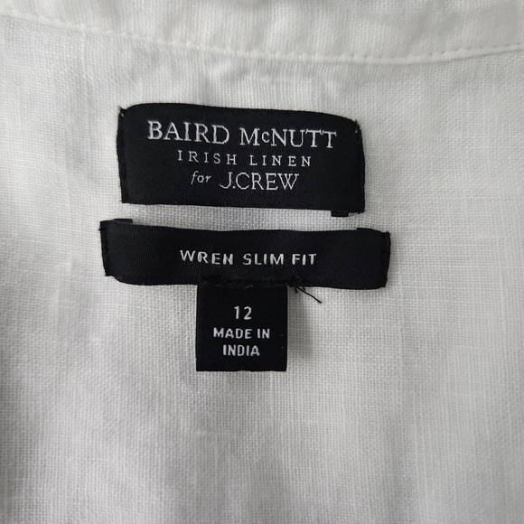 J. Crew Baird McNutt Irish Linen Wren Slim Fit White Button-Up Shirt - Picture 5 of 10